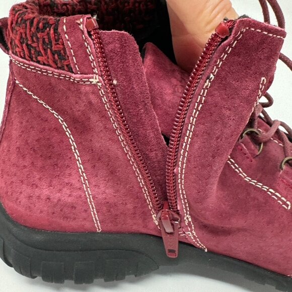 Propet Womens Burgundy Suede Leather Side Zip Snow Booties Size 6 - Picture 7 of 12